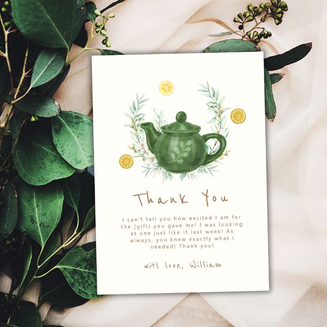Boho Greenery Orange Par-Tea Baby Shower  Thank You Card (Boho Greenery Orange Par-Tea Baby Shower Thank You Card)