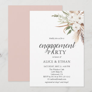 Boho Greenery Pampa Grass Engagement Party Invitation