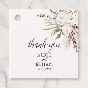 Boho Greenery Pampa Grass Wedding Favour Tags