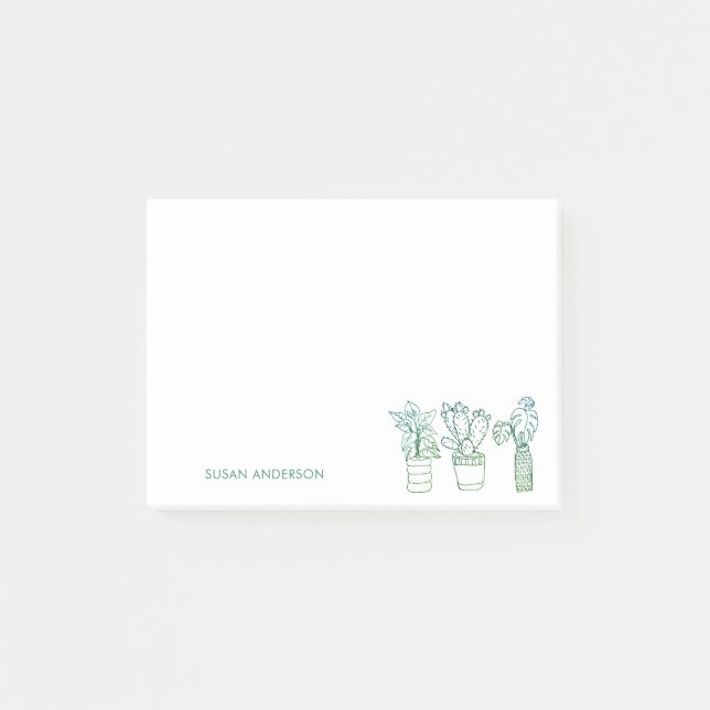 Boho Greenery Potted Houseplants Post-it Notes (Front)