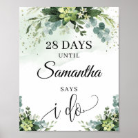 Boho greenery succulent bridal countdown sign