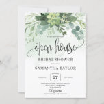 Boho Greenery Succulent Foliage Open House Bridal Invitation<br><div class="desc">Boho Greenery Succulent Foliage Open House Bridal Shower invitation,  Contact me for matching items or for customization,  Blush Roses ©</div>