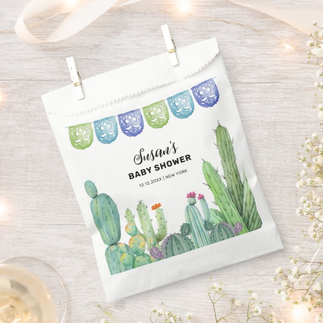 Boho Greenery Taco Fiesta Cactus Baby Shower  Favour Bag (Clipped)