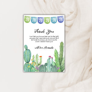 Boho Greenery Taco Fiesta Cactus Baby Shower  Thank You Card