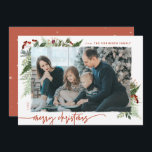 Boho Greenery Terracotta Rust Christmas Photo Holiday Card<br><div class="desc">This neutral boho style design features minimal winter greenery, with dry brush effect photo holder and text in trending boho palette colours. Add an optional message on the back or change the backer design (3 options available). QUICK TIP: To change the colour of the background/pattern/text to match with your photo...</div>