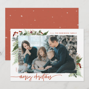 Boho Greenery Terracotta Rust Christmas Photo Holiday Card