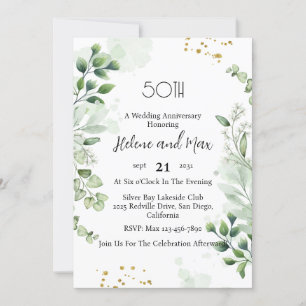 Boho Greenery Wedding Anniversary Invitations