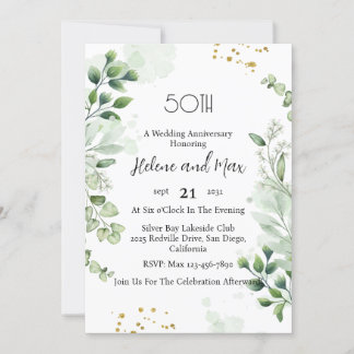 Boho Greenery Wedding Anniversary Invitations
