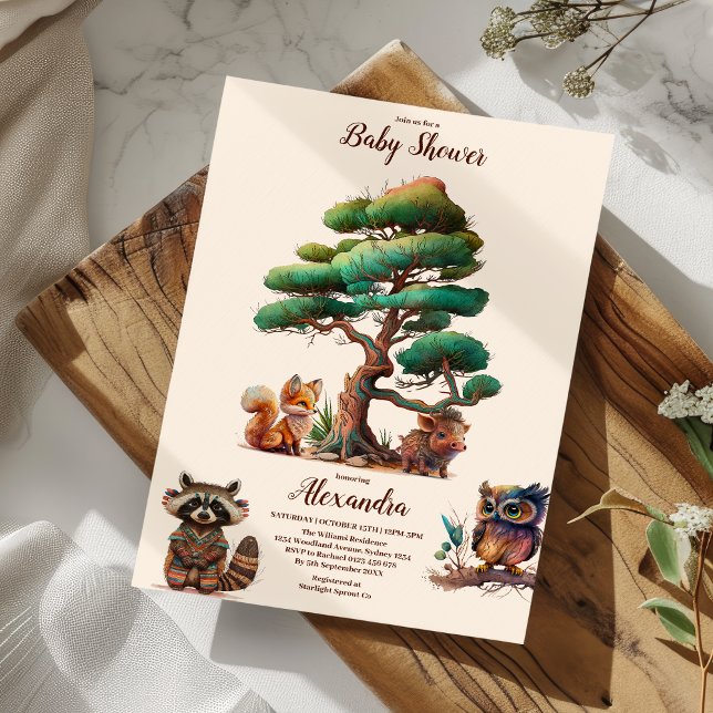 Boho Greenery Woodland Animals Baby Shower Invitation (Creator Uploaded)