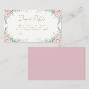 Boho Greeney Pink Floral Baby Shower Diaper Raffle Enclosure Card