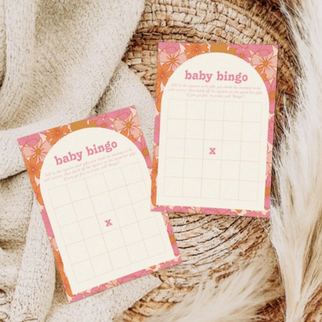 Boho Groovy Baby Bingo Baby Shower Game Card (Creator Uploaded)