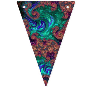Boho Groovy Colourful Jewel Tone Abstract Fractal Bunting Flags