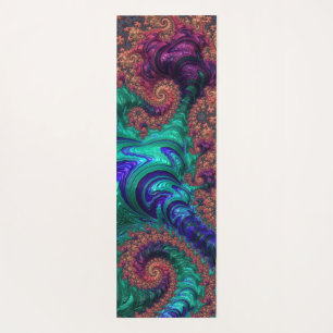 Boho Groovy Colourful Jewel Tone Abstract Fractal Yoga Mat