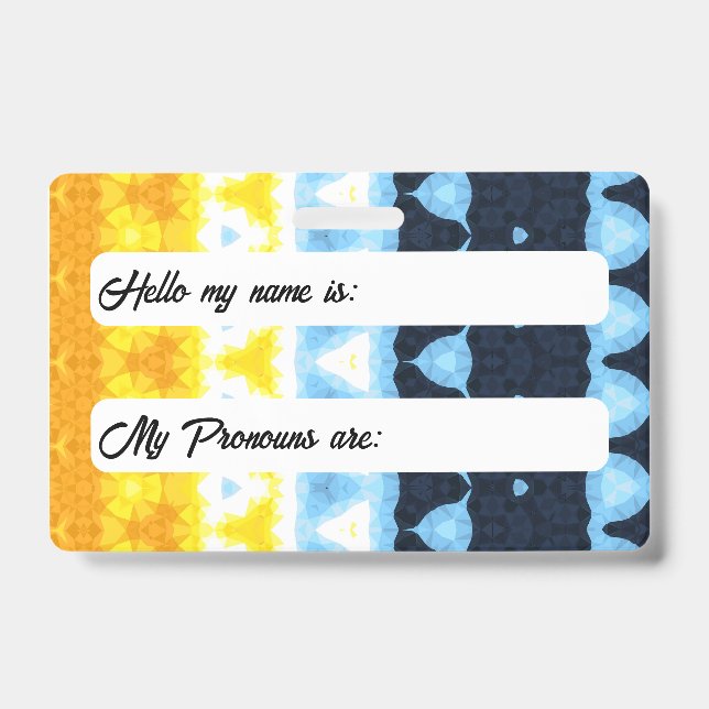 Boho Groovy Geometric Abstract AroAce Pride Flag Badge (Front)