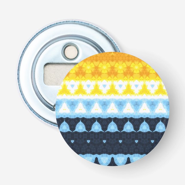 Boho Groovy Geometric Abstract AroAce Pride Flag Bottle Opener (Front)