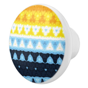 Boho Groovy Geometric Abstract AroAce Pride Flag Ceramic Knob
