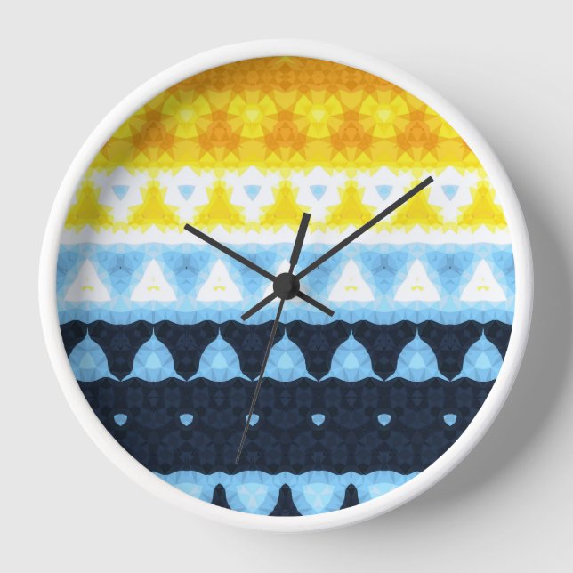 Boho Groovy Geometric Abstract AroAce Pride Flag Clock (Front)