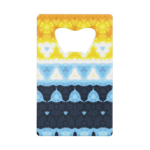 Boho Groovy Geometric Abstract AroAce Pride Flag Credit Card Bottle Opener
