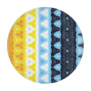 Boho Groovy Geometric Abstract AroAce Pride Flag Cutting Board