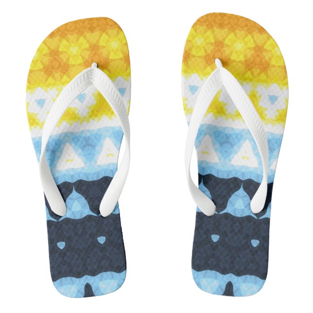 Boho Groovy Geometric Abstract AroAce Pride Flag Flip Flops (Footbed)