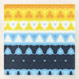 Boho Groovy Geometric Abstract AroAce Pride Flag Glass Coaster