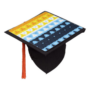 Boho Groovy Geometric Abstract AroAce Pride Flag Graduation Cap Topper