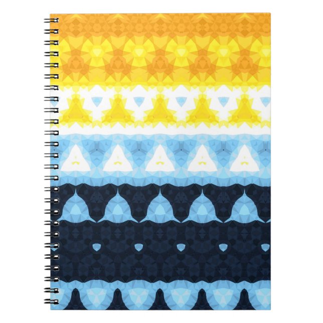 Boho Groovy Geometric Abstract AroAce Pride Flag Notebook (Front)