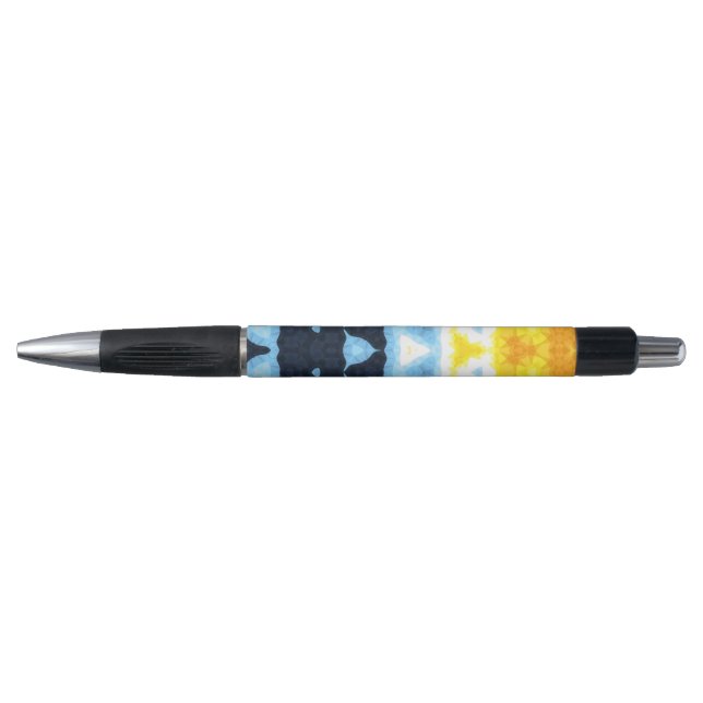 Boho Groovy Geometric Abstract AroAce Pride Flag Pen (Front)