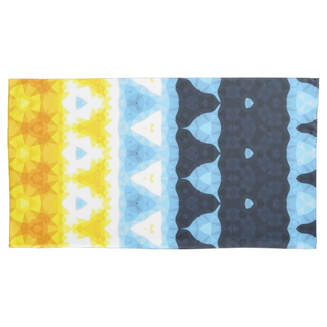 Boho Groovy Geometric Abstract AroAce Pride Flag Pillowcase (Front-Left)
