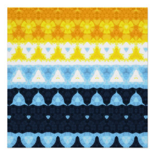 Boho Groovy Geometric Abstract AroAce Pride Flag Poster