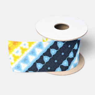 Boho Groovy Geometric Abstract AroAce Pride Flag Satin Ribbon