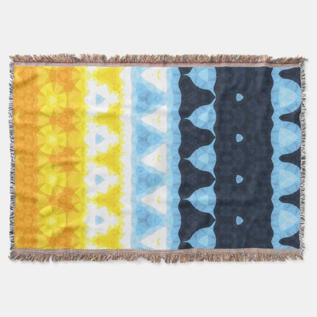 Boho Groovy Geometric Abstract AroAce Pride Flag Throw Blanket (Front)