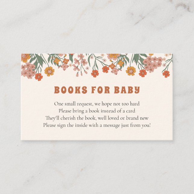 Boho Groovy Meadow Wildflower Books for Baby Enclosure Card (Front)