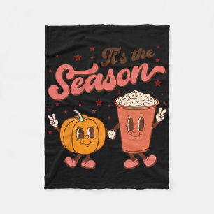 Boho Groovy Tis The Season Cute Pumpkin Spice Fall Fleece Blanket