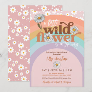 Boho Groovy Wildflower Baby Shower Invitation