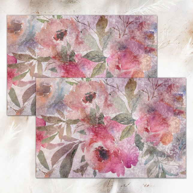BOHO GRUNGE FLORAL COLLAGE DECOUPAGE TISSUE PAPER (BOHO GRUNGE FLORAL COLLAGE DECOUPAGE TISSUE PAPER)