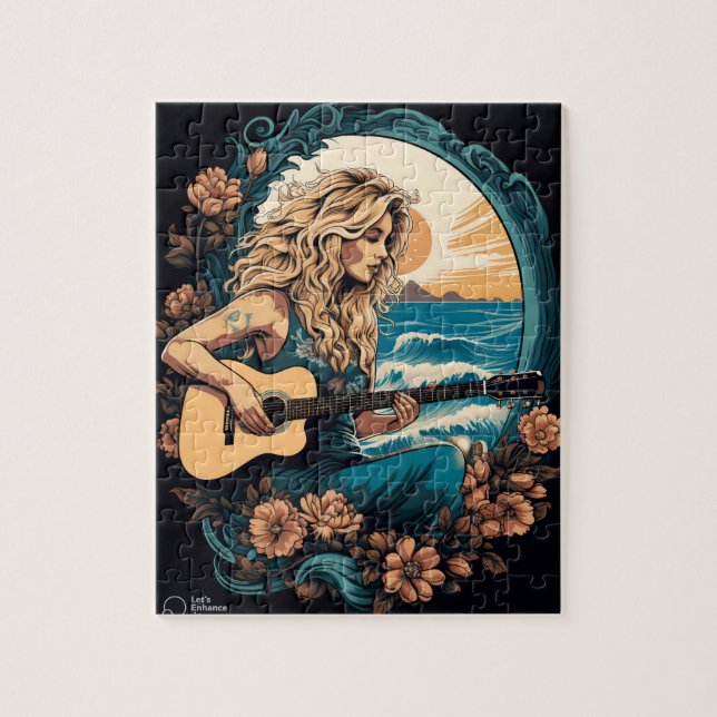 Boho Guitar Jigsaw Puzzle (Vertical)