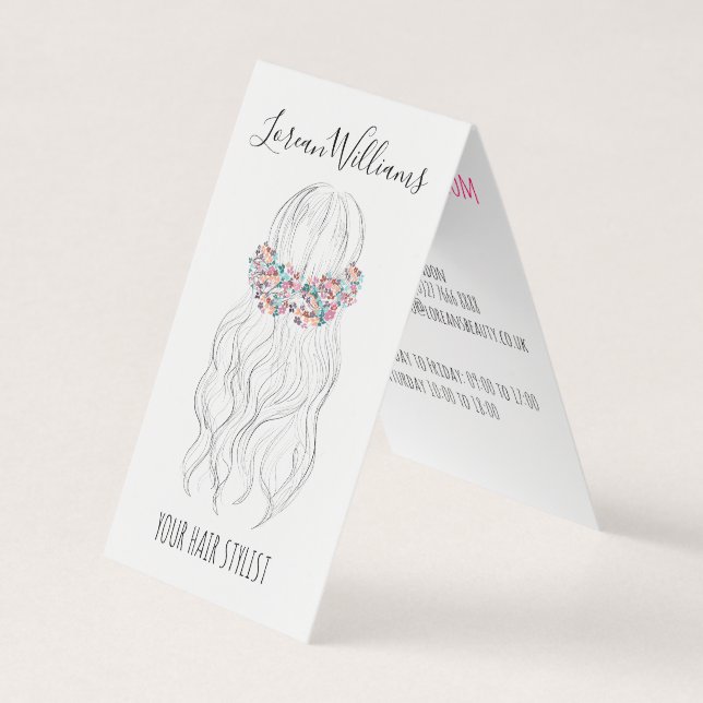 Boho Hair Wedding Hairdresser Floral Romantic   Business Card (Front)