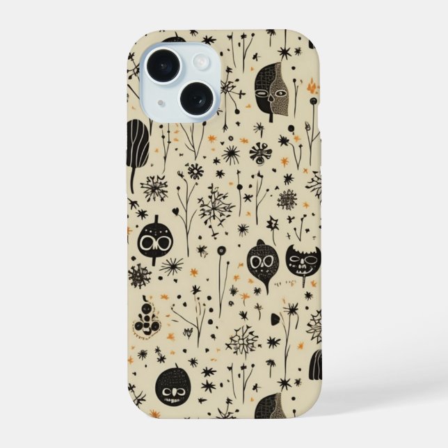 Boho Halloween Seamless Pattern iPhone 15 Case (Back)