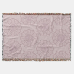 Boho Hand Drawn Mandala Blush Pink Pattern Throw Blanket