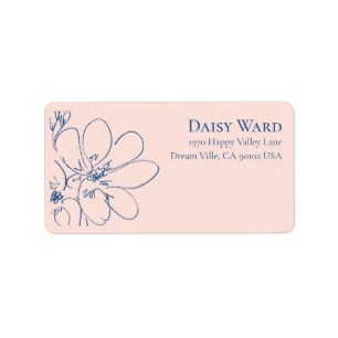 Boho Hand-Drawn Wildflower Address Labels Pink