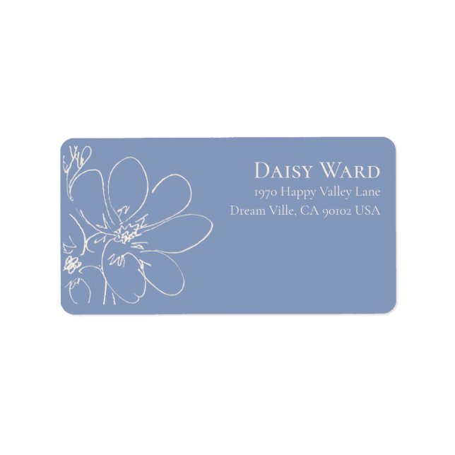 Boho Hand-Drawn Wildflower Address Labels Sky Blue (Front)