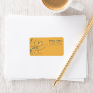 Boho Hand-Drawn Wildflower Address Labels Yellow