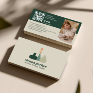 BOHO  HANDMADE POTTERY CERAMIC QR CODE PHOTO BUSINESS CARD