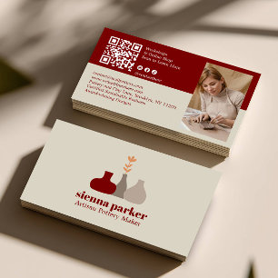 BOHO  HANDMADE POTTERY CERAMIC QR CODE PHOTO BUSINESS CARD