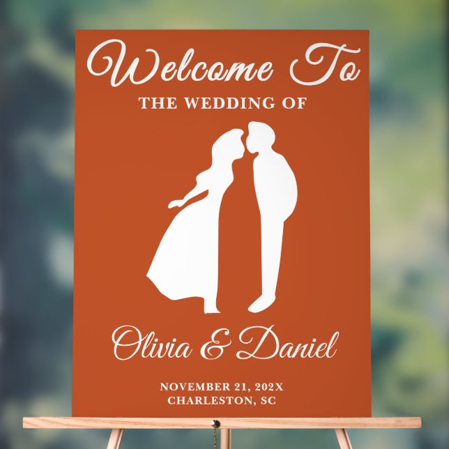 Boho Handwritten Script Fall Wedding Welcome Acrylic Sign (Neutral)