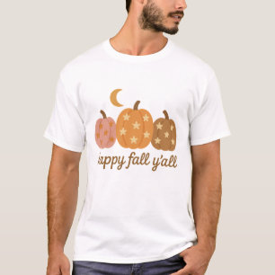 Boho Happy Fall Y'all Starry Pumpkins T-Shirt