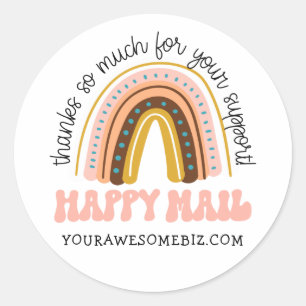 Boho Happy Mail Thanks for Your Support Business Classic Round Sticker