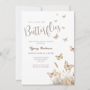 Boho He Gives Me Butterflies Bridal Shower Invitation