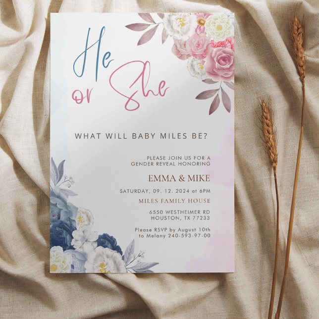 Boho He Ou She Gender Reveillez Invitation (Créateur téléchargé)
